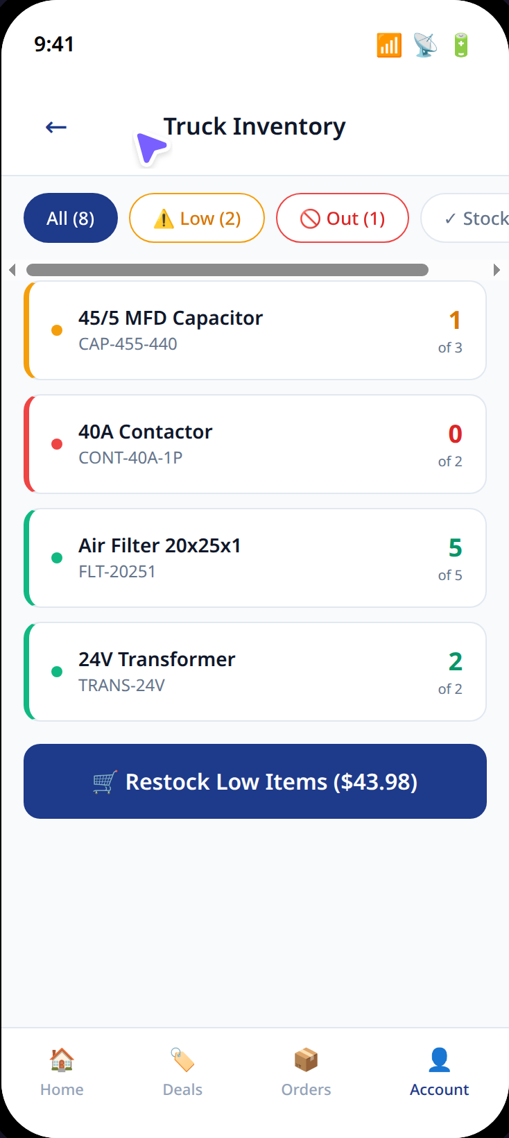 Truck Inventory - Track and restock parts